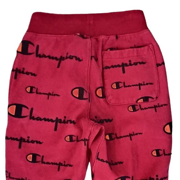 Champion Reverse Weave Joggers S All Over Print Spell Out Red Track Pants Pocket - Picture 11 of 16
